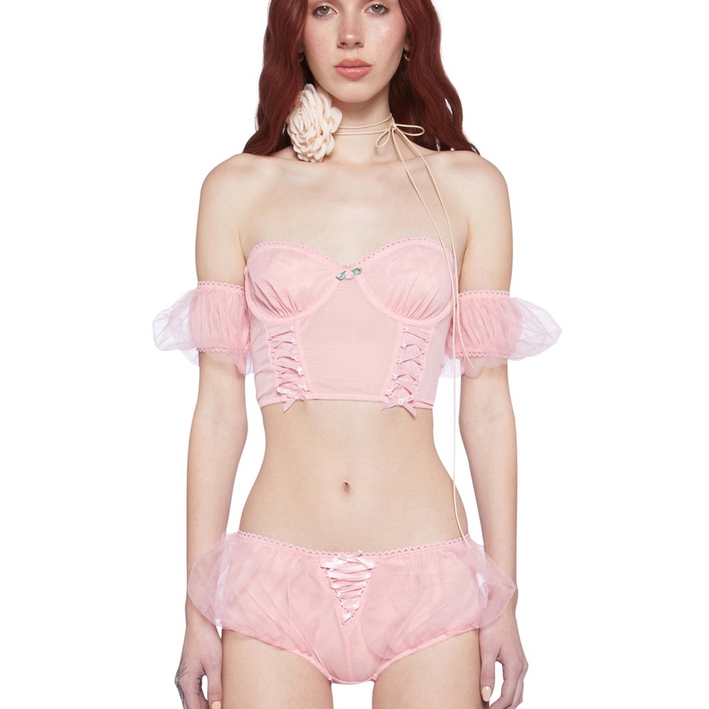 Sugar Thrillz Pink Bra with Puff Sleeves